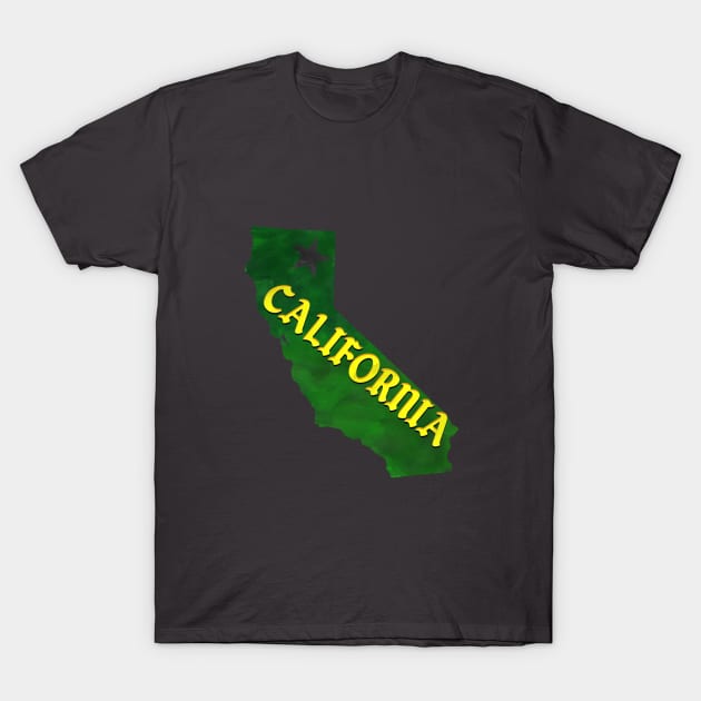 The State of California - Green Star Watercolor T-Shirt by loudestkitten